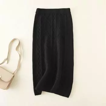 Autumn and Winter Thickened Wool Knitted Skirt for Women, New Style, Fried Dough Twists, Mid-length, Straight-cut, Hip-hugging, One-step Skirt One Size