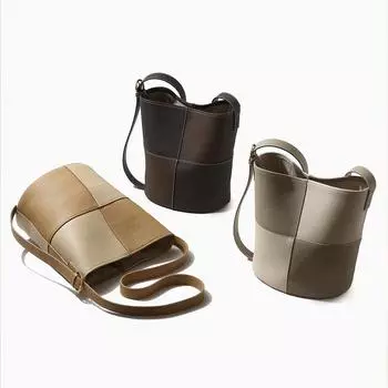 Autumn and Winter Top-grain Leather Color-matched Bucket Bags, Niche Single-shoulder Bags, and Trendy Crossbody Bags