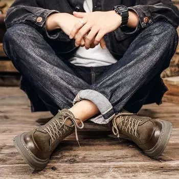 Autumn and winter trend men s boots, retro young men s shoes, British fashion Martin boots 38