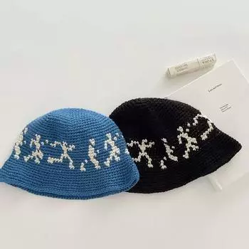 Autumn and winter versatile knitted bucket hat girls fashion warm wool basin hat retro literary bucket hat M56-58cm чёрный