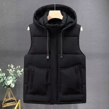 Autumn and winter vest new high-end winter trend down vest student thickened casual warm vest men L (90-55 kg) чёрный