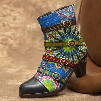 Autumn and winter viscose shoes low tube adult women short tube square head sgs blue satin fashion boots 36 чёрный