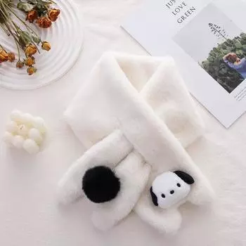 Autumn And Winter Warm Cute White Plush Scarf Girl Cartoon Scarf Winter Thickened Versatile Neck Cover