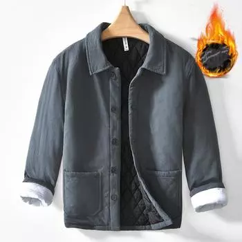 Осенние и зимние теплые мужские куртки в китайском стиле, традиционная одежда, стеганая куртка на пуговицах, повседневная куртка с воротником-лацканом, утепленная парка, пальто M чёрный