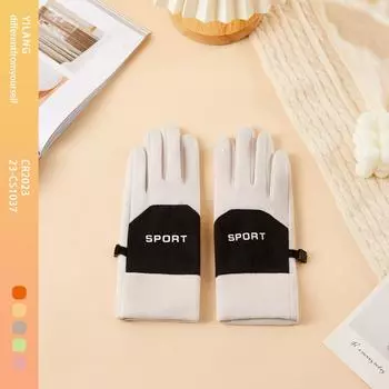 Autumn and Winter Warm Plus Velvet Touch Screen Gloves for Women Students Cycling Outdoor Anti Slip Five Finger Gloves