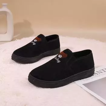 Autumn and winter warm plush women s cotton shoes bear thick sole casual comfortable non-slip one-pedal muffin sole women s cotton shoes 36