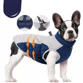 Autumn and Winter Warm Reflective Pet Clothing Waterproof Thickened Dog Clothes Pet Clothes XL тёмно-синий