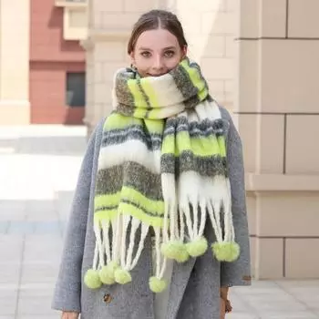 Autumn and winter warm scarf mohair versatile striped thickened neck scarf