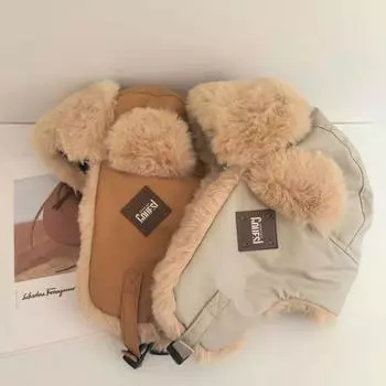 Autumn and winter warm women s northeast wind cold waterproof cycling ear protection hat 2025 new thickened leather leifeng hat men M56-58cm чёрный