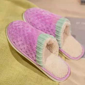 Осенние и зимние непромокаемые хлопковые тапочки женские наступайте на дерьмо ощущение толстой подошвы ограничение дома пара теплые большой размер перетаскивание мода 36 розы красного