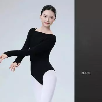 Autumn and Winter Women s Ballet Dance Training Clothes One-shoulder Sweater Adult Modern Dance Long-sleeved Pullover Warm Tops XS
