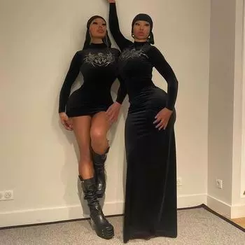 Осенне-зимняя женская мода с круглым вырезом, длинным рукавом, высокой талией, облегающее короткое платье S чёрный