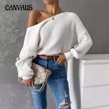 Осенне-зимний женский трикотаж. Свитер с длинными рукавами. S белый