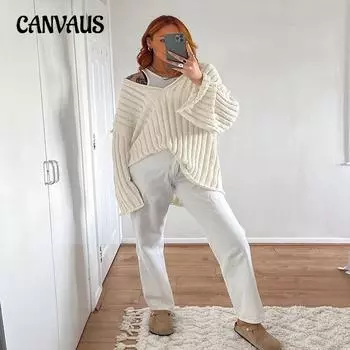 Осенне-зимний женский трикотаж свободный топ модный повседневный свитер S слоновая кость