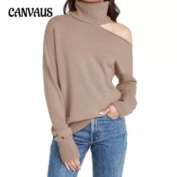 Осенне-зимний женский трикотаж однотонный лацкан с провисающими плечами сексуальный вязаный свитер S белый