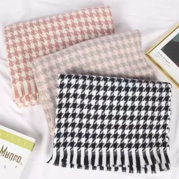 Autumn and Winter Women s New Style Imitation Cashmere Thousand Bird Grid Scarf, European and American Warm Shawl Scarf, Collar 195*70cm