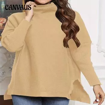 Осенне-зимний женский свитер больших размеров с высоким воротом и рукавами «летучая мышь», свободный трикотажный свитер S чёрный