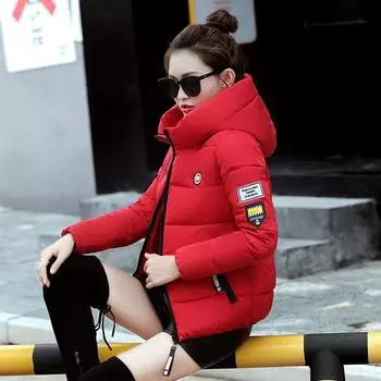 Autumn and Winter Women s Plus Size Loose Comfortable Padded Thickened Short Zipper Collar Hooded Warm Outerwear 5XL