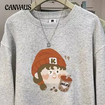 Осенне-зимняя женская толстовка с круглым вырезом больших размеров с длинным рукавом для пары M