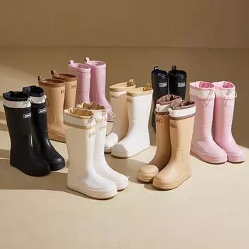 Autumn and winter women s thick-soled medium and high water shoes work shoes car wash waterproof and non-slip indoor and outdoor rubber shoes 36/37