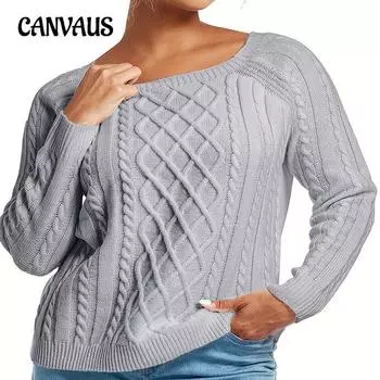 Осенне-зимний женский свитер-пуловер из перекрученной вязки S белый