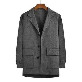 Осенне-зимнее шерстяное двухстороннее шерстяное пальто мужское утолщенное шерстяное пальто средней длины мужская одежда больших размеров L