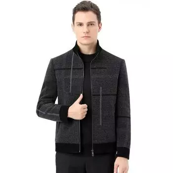 Autumn and winter wool jacket men s dad s thick large size woolen coat men s stand collar casual cashmere men s coat 170