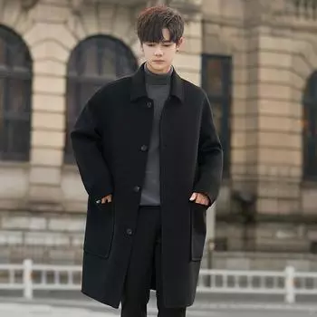 Autumn and Winter Wool Woolen Coat Men s High-end Double-sided Non-cashmere Coat Boys Medium and Long M