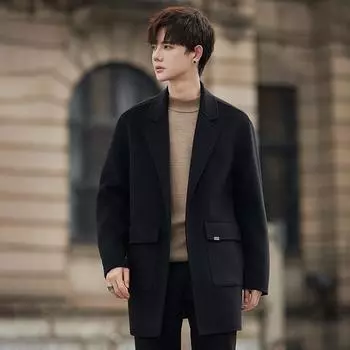 Autumn and Winter Woolen Coat Men s High-end Casual Medium and Long Double-sided Woolen Cashmere Coat Korean Version M