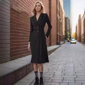 Осенне-зимнее шерстяное пальто женское, среднее и длинное, однобортное шерстяное пальто с поясом, тонкий женский тренч S