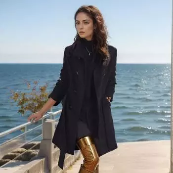 Осенне-зимнее шерстяное пальто Женское облегающее шерстяное пальто средней и длинной длины с двумя сторонами S