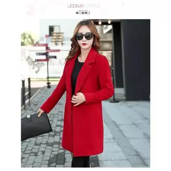 Осенне-зимнее шерстяное женское пальто двубортная куртка M