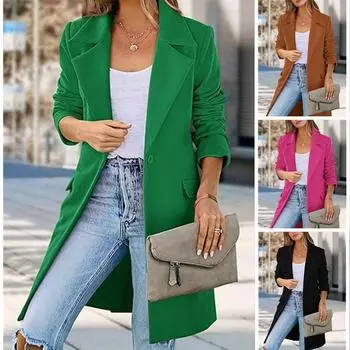 Осенне-зимнее шерстяное женское пальто, шерстяное пальто на одной пуговице M