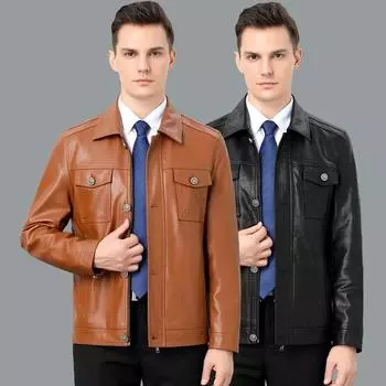 Осенне-зимняя куртка из натуральной кожи для мужчин молодого и среднего возраста, модная и красивая бархатная кожаная куртка для мотоциклистов M