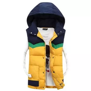 Autumn and winter youth thickened cotton vest casual men s cotton jacket vest sleeveless thermal vest S жёлтый
