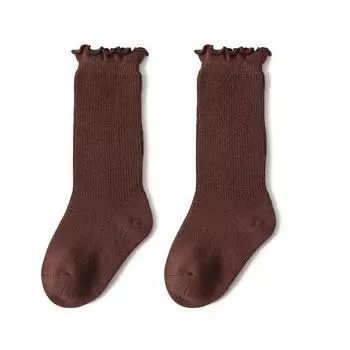 Autumn Baby Ruffle Girls Socks Knee High Cotton Long Sock Kids Soft Solid Toddlers Socks Children Princess Socks for 0-5Y Spring S for 0-1Years