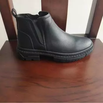 Осенние ботинки Модные мужские ботинки Натуральная кожа Tide Boots Bottom Новые мужские ботильоны 38 чёрный