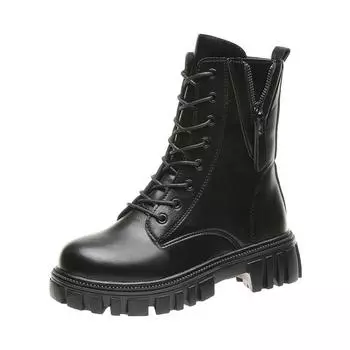 Autumn Boots Women s Shoes Women s Shoes Fashion Round Leather Ankle Boots Winter Stretch Black Boots Comfortable Boots 35