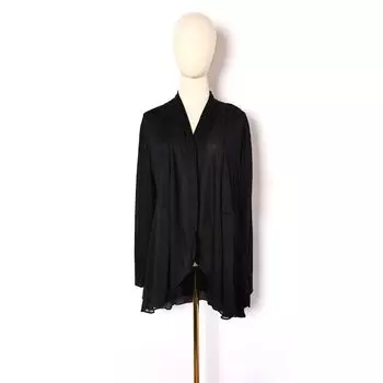 Autumn Cardigan Long Sleeves Shawl Loose Leisure Slimming Work Clothing Outwear Sun Protection Shirt for Air Conditioned Rooms Shawl Mid-Length Top Black S