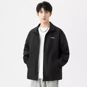 Autumn Casual Jacket Jacket Men s Large Size Black Men s Clothing Spring and Autumn Boys Autumn Clothing Men s Clothing M чёрный