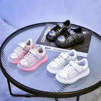 Осенние детские кроссовки Cute Star New Girl Shoes Soft Sole Comfort Child Board Shoes Универсальные простые туфли для мальчиков Модная повседневная обувь 21insole13.5cm чёрный