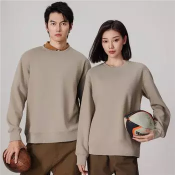 Осенняя толстовка с круглым вырезом из флиса с двойной иглой, спускающимися плечами и повязками на голову, модная школьная одежда для студентов мужского и женского пола S