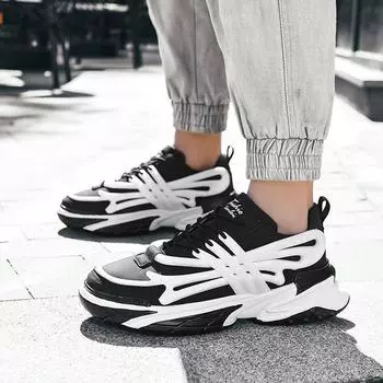 Осень Европа и США мода личность модная обувь мужская повседневная обувь студенты кроссовки на толстой подошве 39