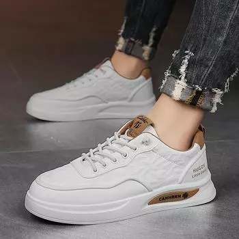 Autumn flat-soled men s shoes low-top casual board shoes men s leather trendy shoes student trend white shoes 2024 new 39