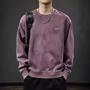 Осенний тяжелый трендовый свитер Cloud Dye Wash, мужской американский свободный свитер большого размера с круглым вырезом M красный