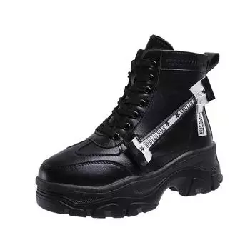 Autumn High Platform Boots 8CM High Heels Women Thick Sole Ankle Shoes Leather Wedge Sneakers Keep Warm Winter Plush Boots2024 35 белый