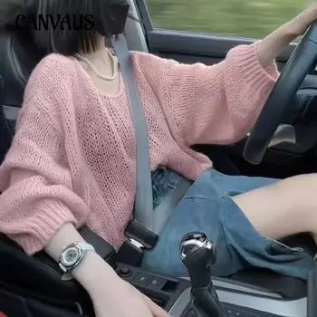 Autumn Hollowed Out Pullover Sweater Women s Spring Loose Lazy Wind Gentle Soft Knit Sweater Tops