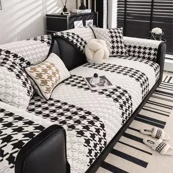 Autumn Home Non-slip Sofa Cushion Couch Sofa Covers Mat Chenille Slipcover Color Houndstooth Funda Sofa Mats living room 70X70