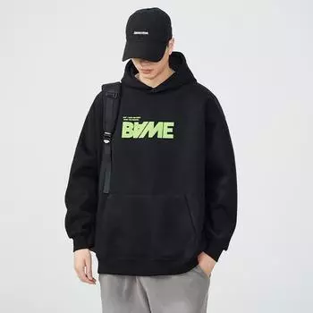 Осенний свитер с капюшоном, мужской, свободный, большого размера, с принтом букв, японский ретро-трендовый бренд, повседневная куртка Tide M небесно-голубой