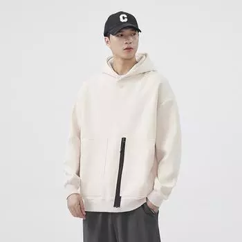 Autumn hooded sweatshirt men s new spring and autumn solid color hoodie boys tops American high street loose thin jacket S